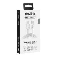 S-link SL-C122 Type C to Type C Quick Super Charge 1M 3A Data ve Şarj Kablosu